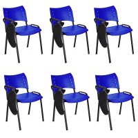Lot de 6 chaises Smart avec structure en époxy noir, coques et accoudoirs en plastique (Différentes couleurs)